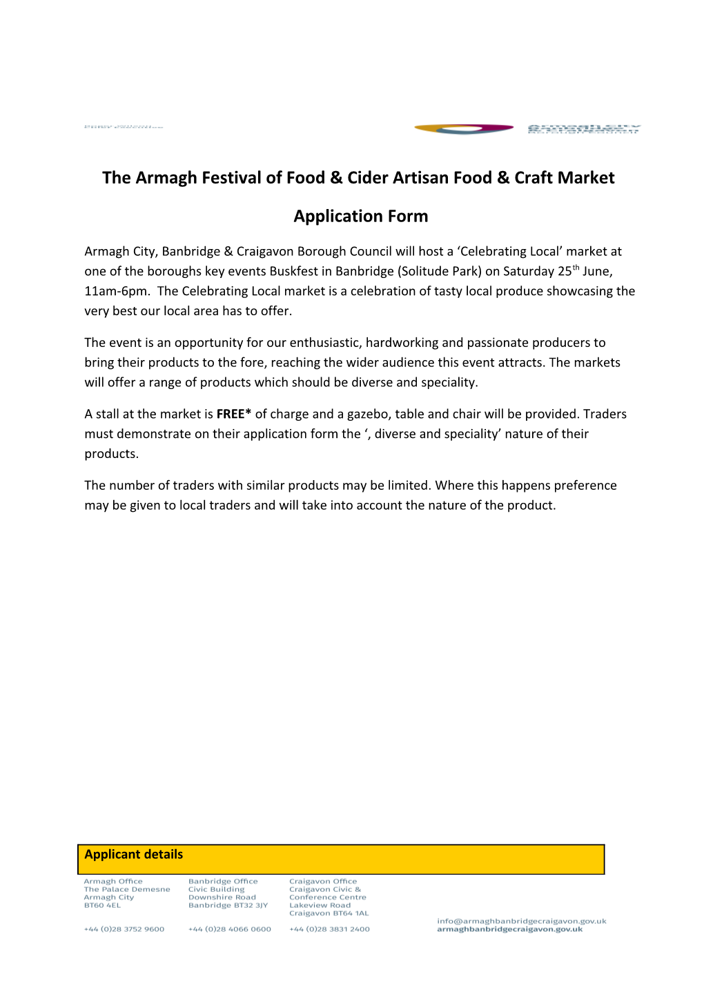 The Armagh Festival of Food & Cider Artisan Food & Craft Market