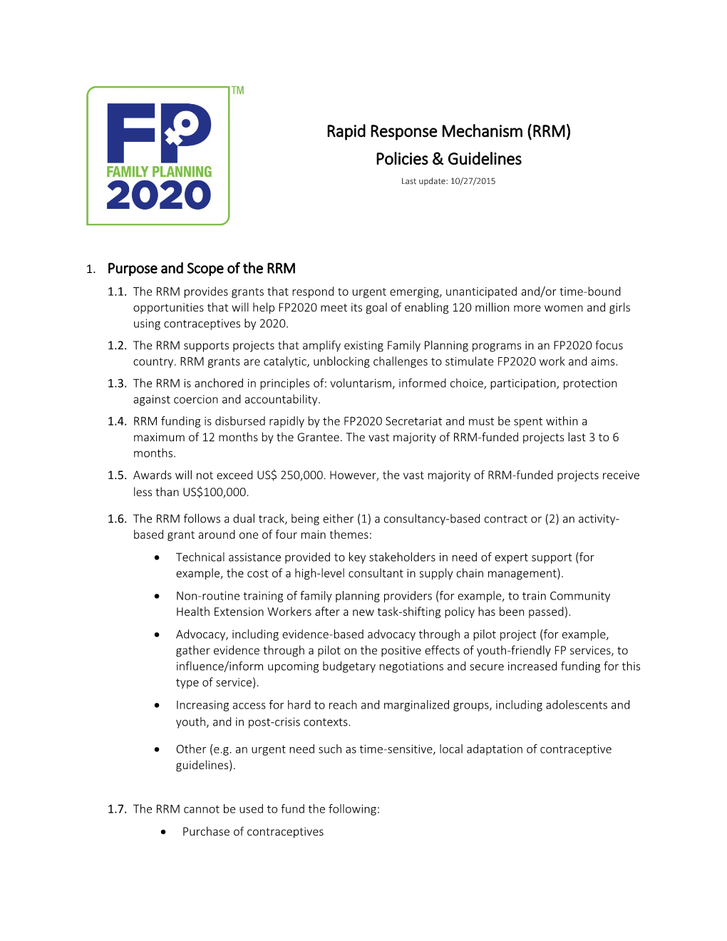 Rapid Response Mechanism (RRM)