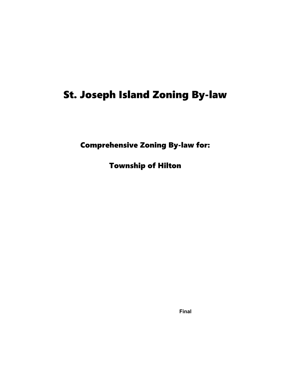 St. Joseph Island Zoning By-Law