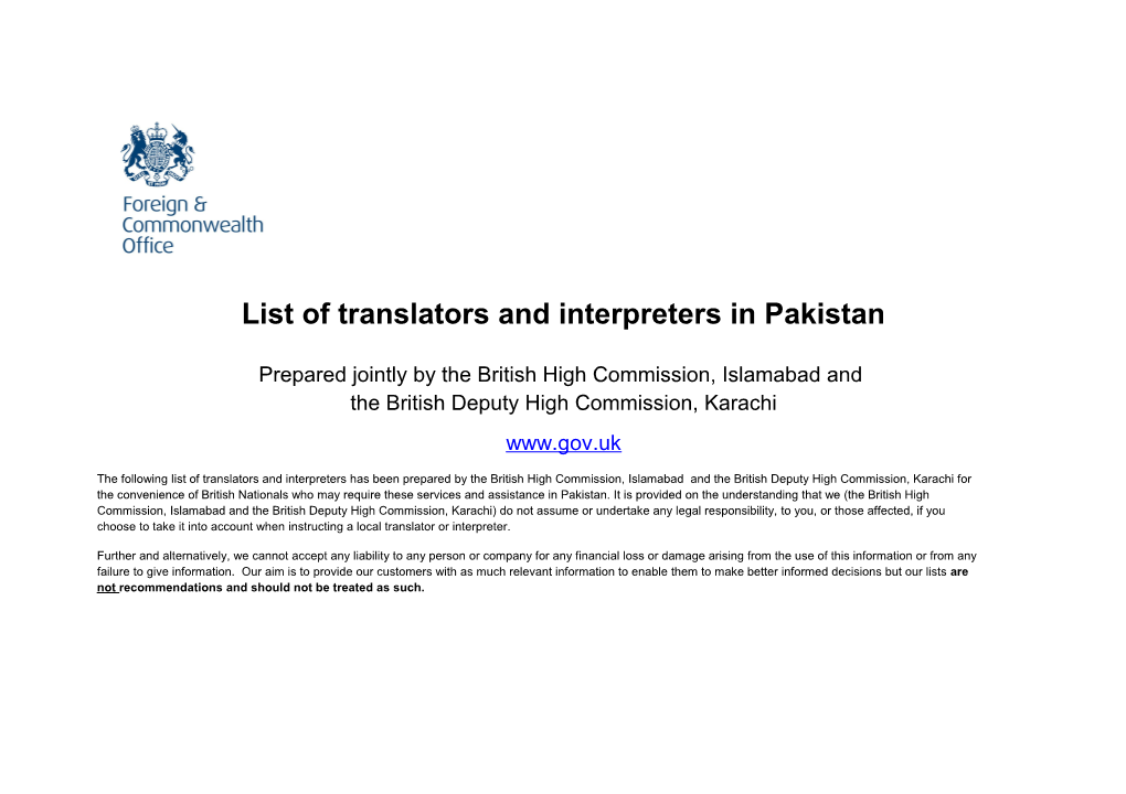 Annex 41G - Template for Translators Interpreters List