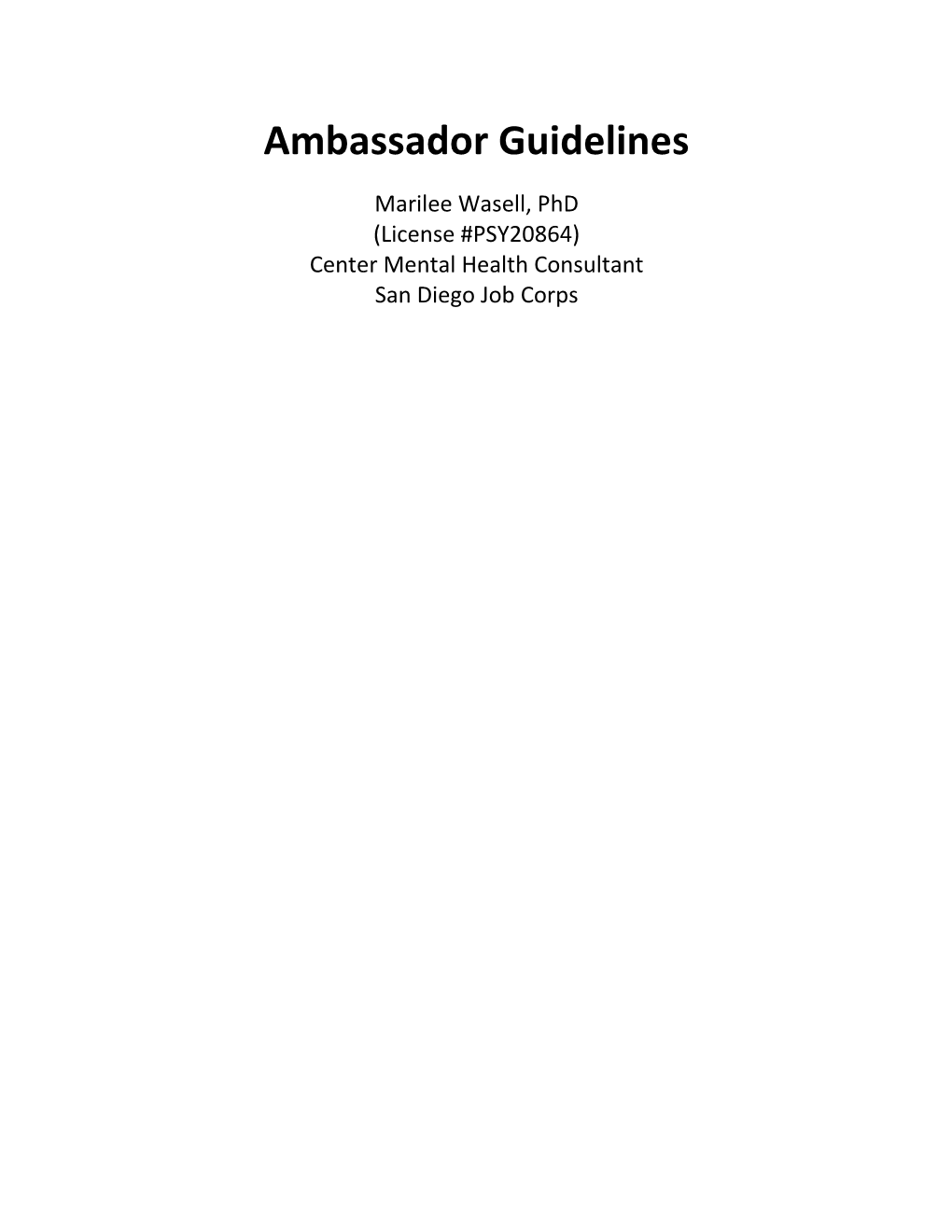 Ambassador Guidelines