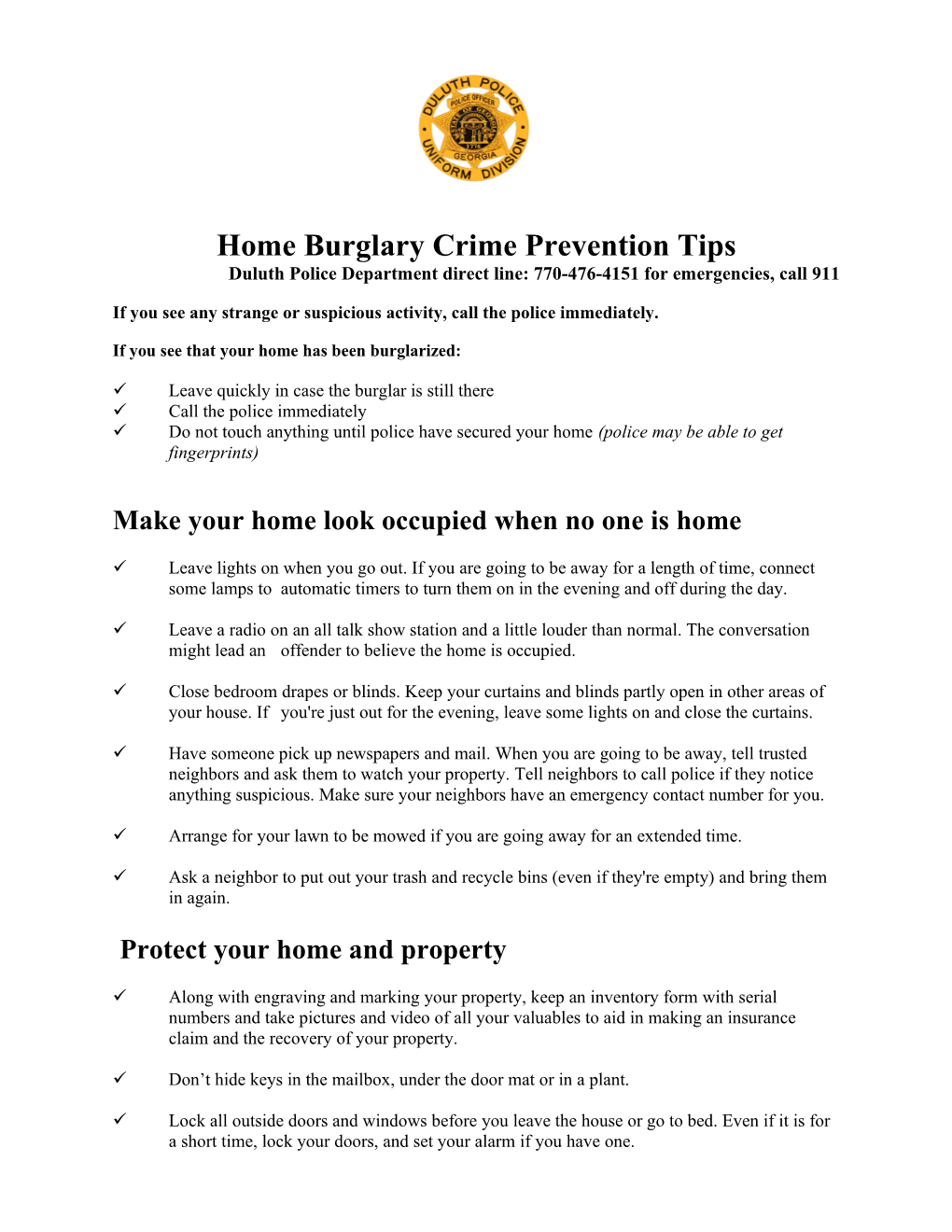 Home Burglary Crime Prevention Tips