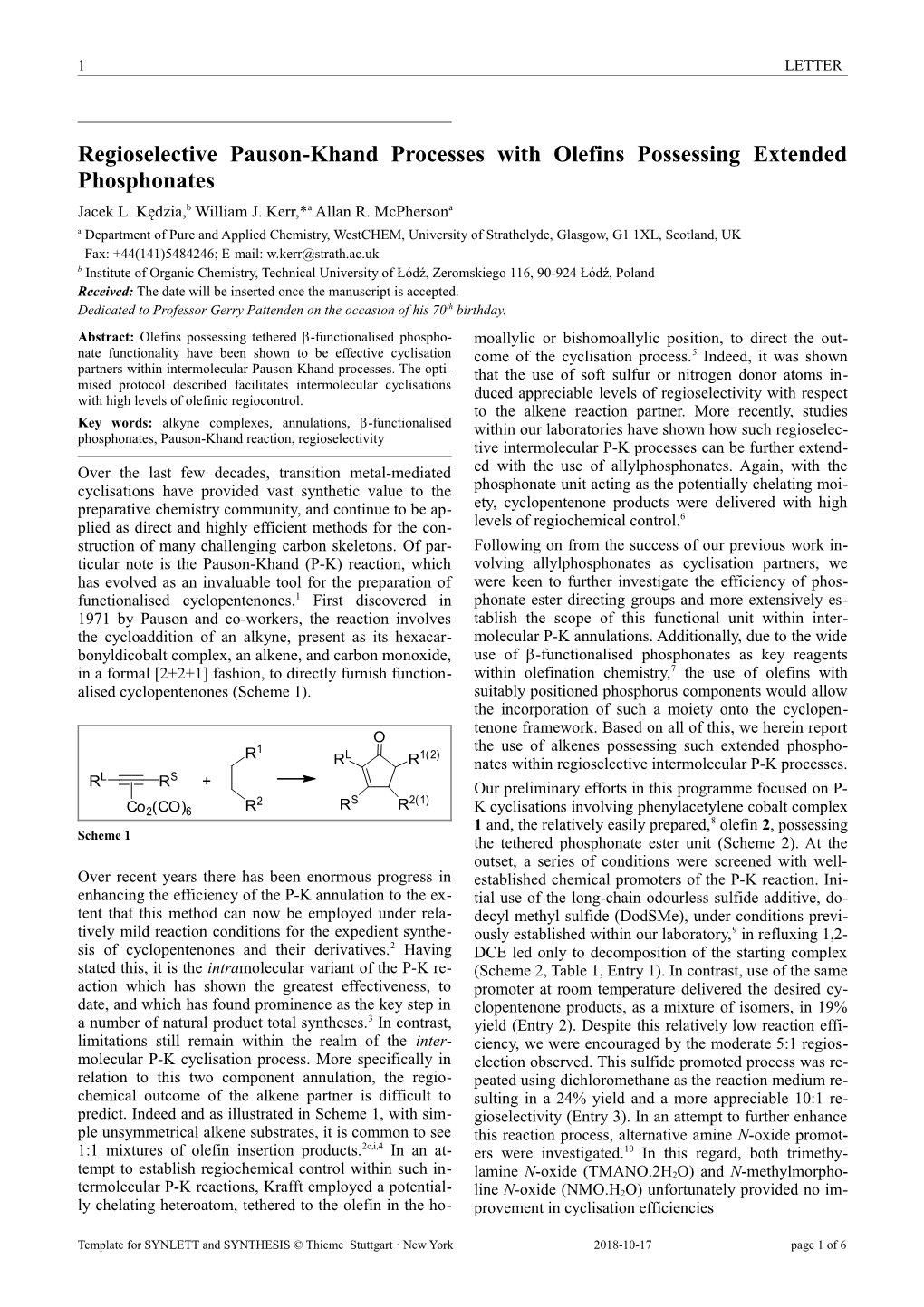 Template for Writing Articles for Thieme Chemistry Journals