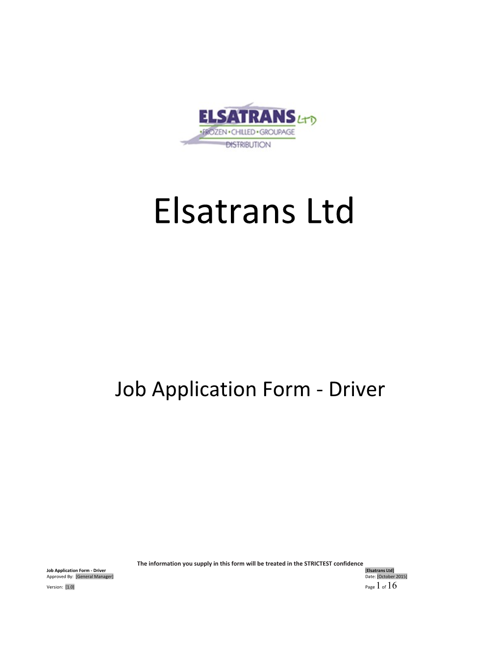 DRAFT Job Application Form Driver