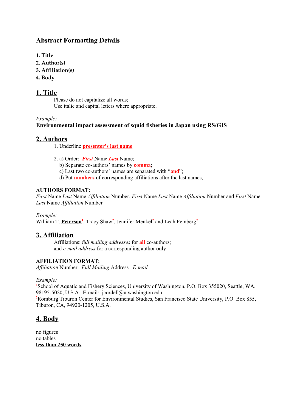 PICES Abstract Formatting Details (5 February 2003)