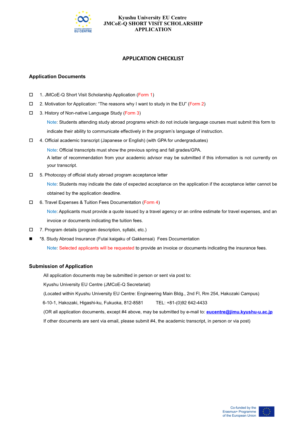 Jmcoe-Q SHORT VISIT SCHOLARSHIP