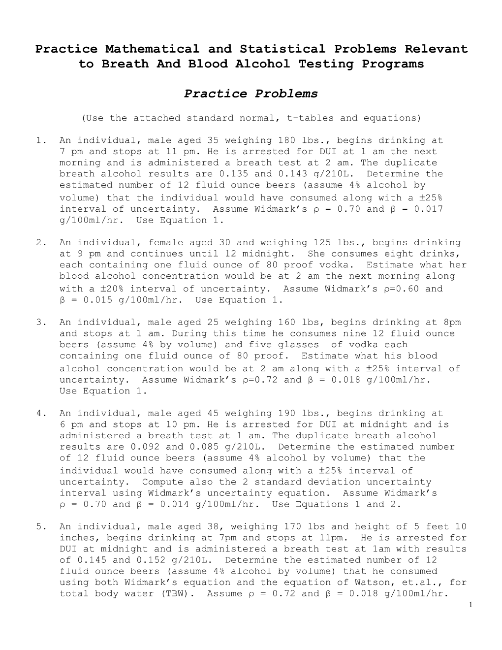 Mathematical and Statistical Applications for Breath Test Programs