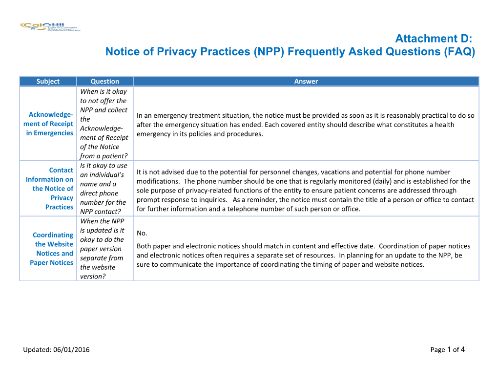 Notice of Privacy Practices (NPP) Frequently Asked Questions (FAQ)