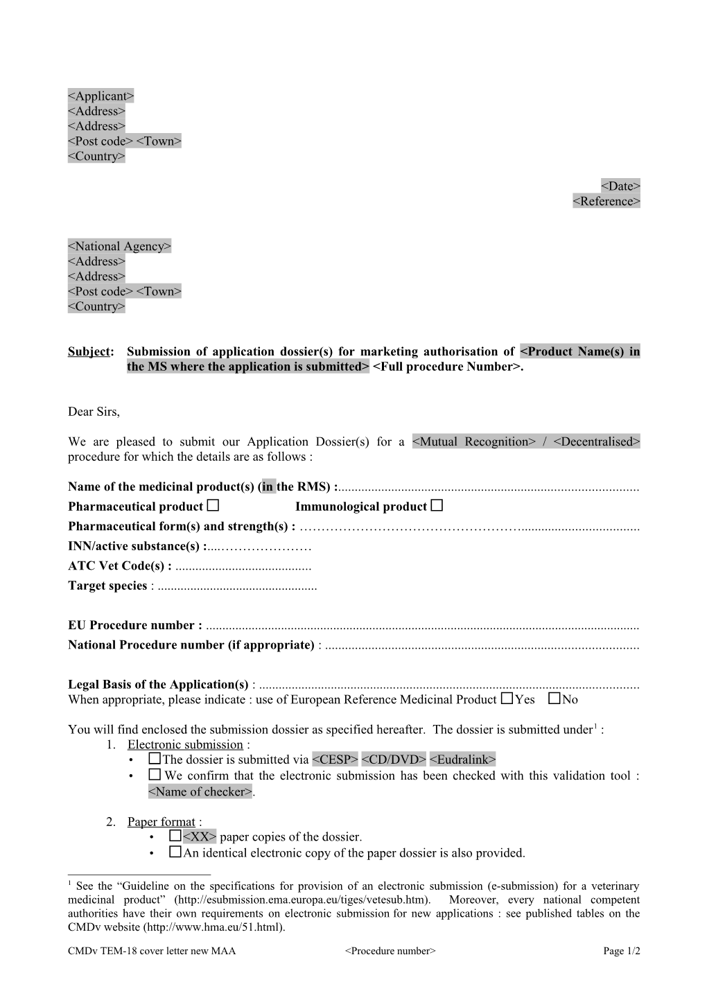 Cmdv Cover Letter Template New MAA 07.02.13 EMA-Cmdv-579873-2008