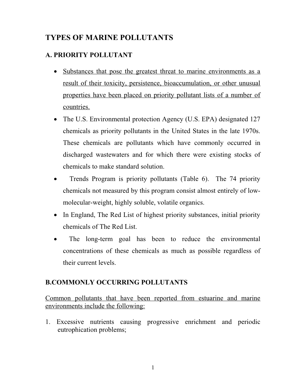 Pollution in Esturanine and Marine Environments