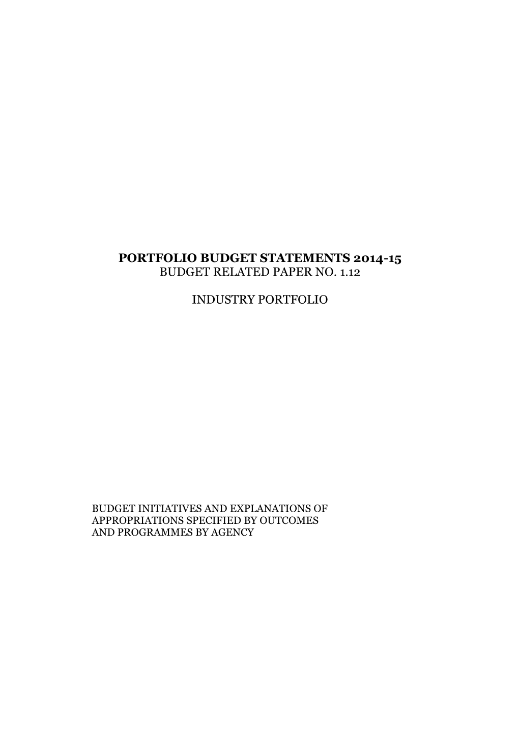 Portfolio Budget Statements 201415