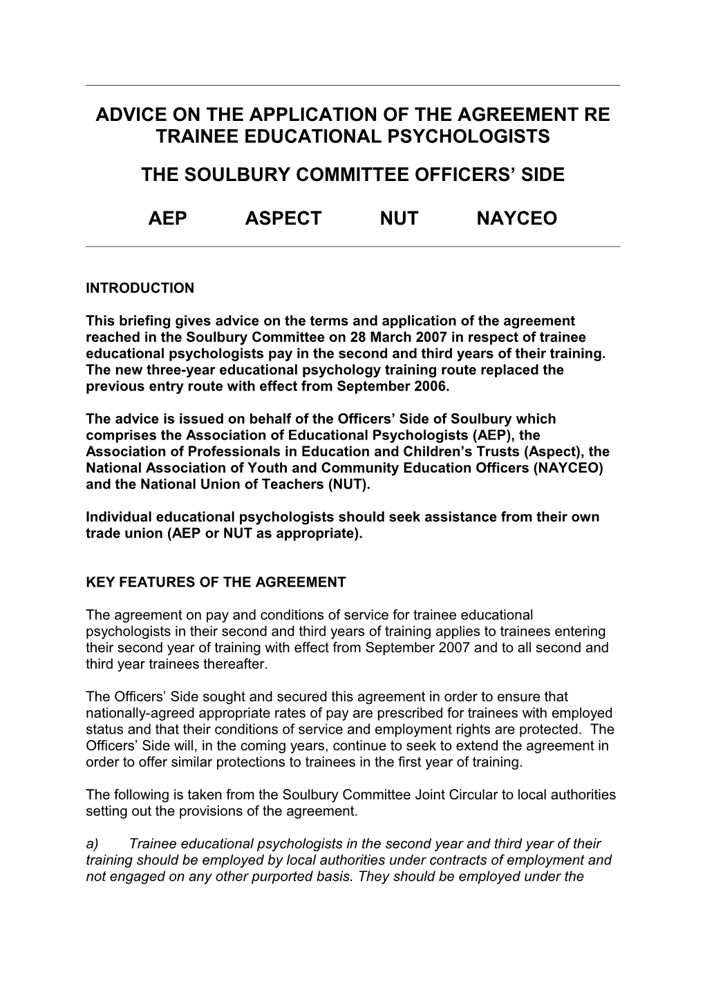 The Soulbury Committee Officers Side