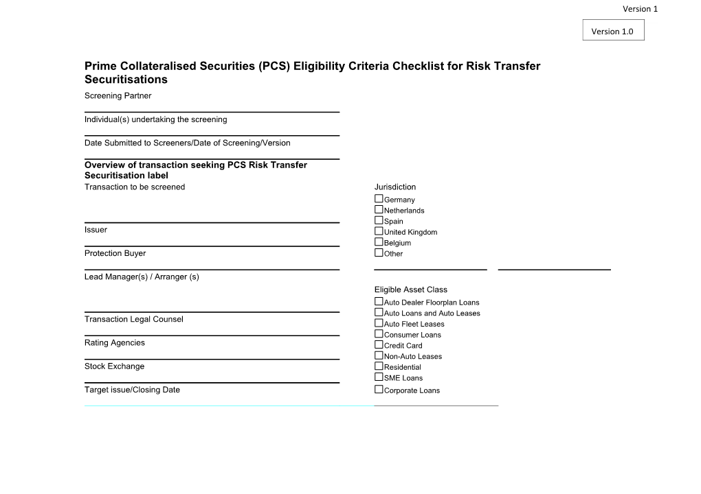 Instructions for Completing the Checklist