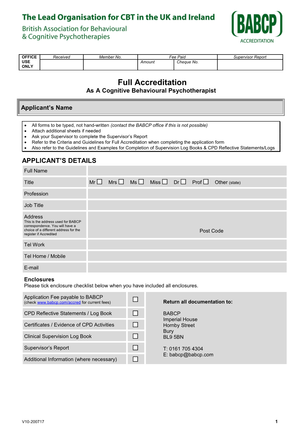 Application for Full Accreditation