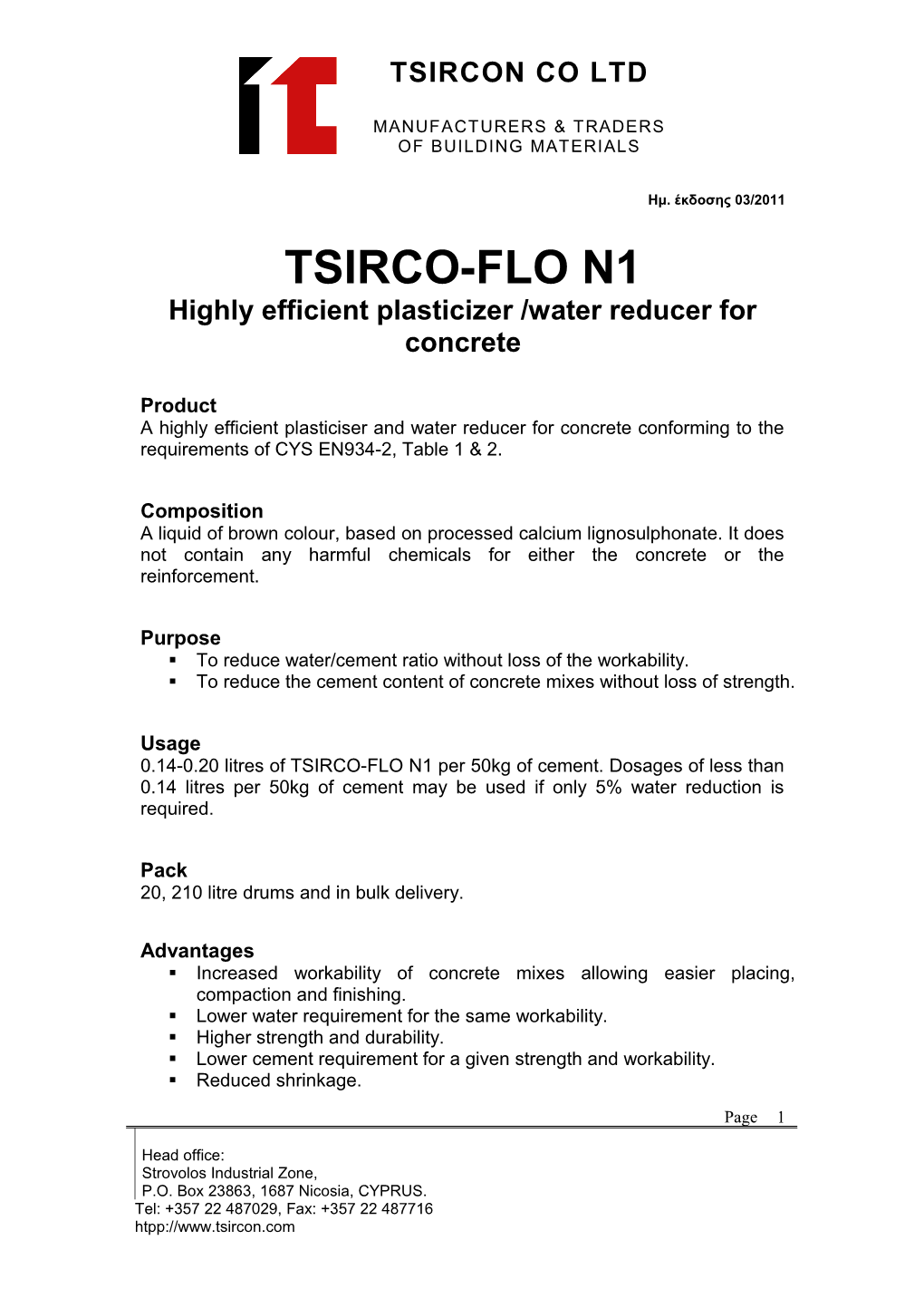 Highly Efficient Plasticizer /Water Reducer for Concrete