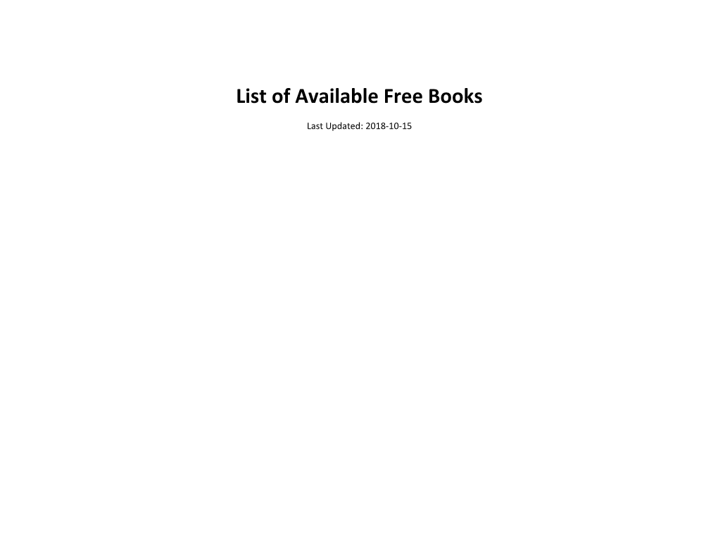 List of Available Free Books