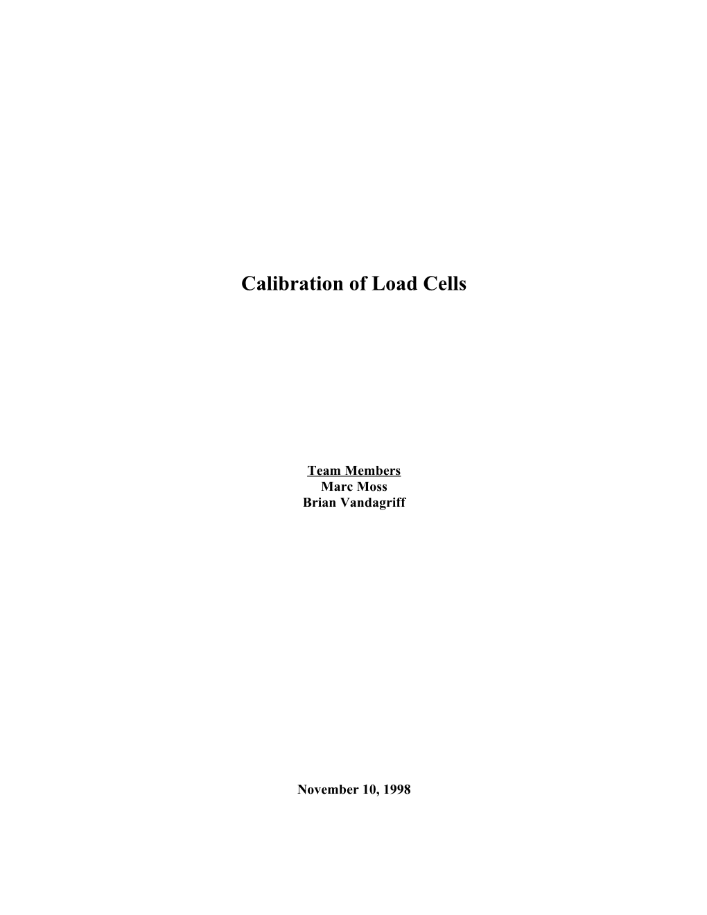 Calibration of Load Cells