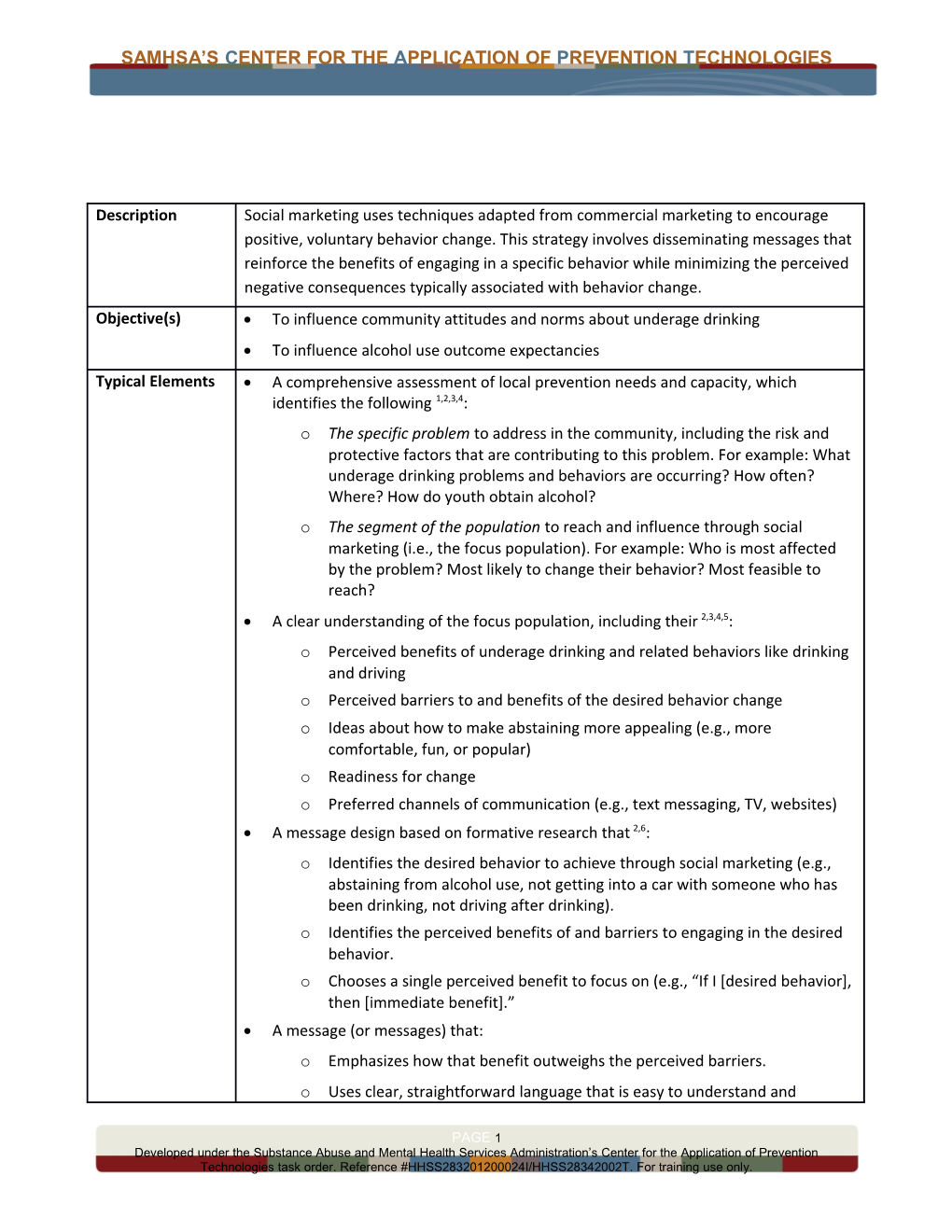 Samhsa Scenter for the Application Ofpreventiontechnologies