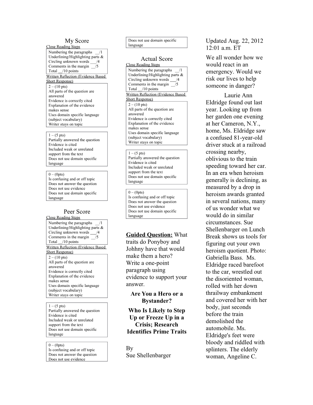 Underlining/Highlighting Parts & Circling Unknown Words ___/4