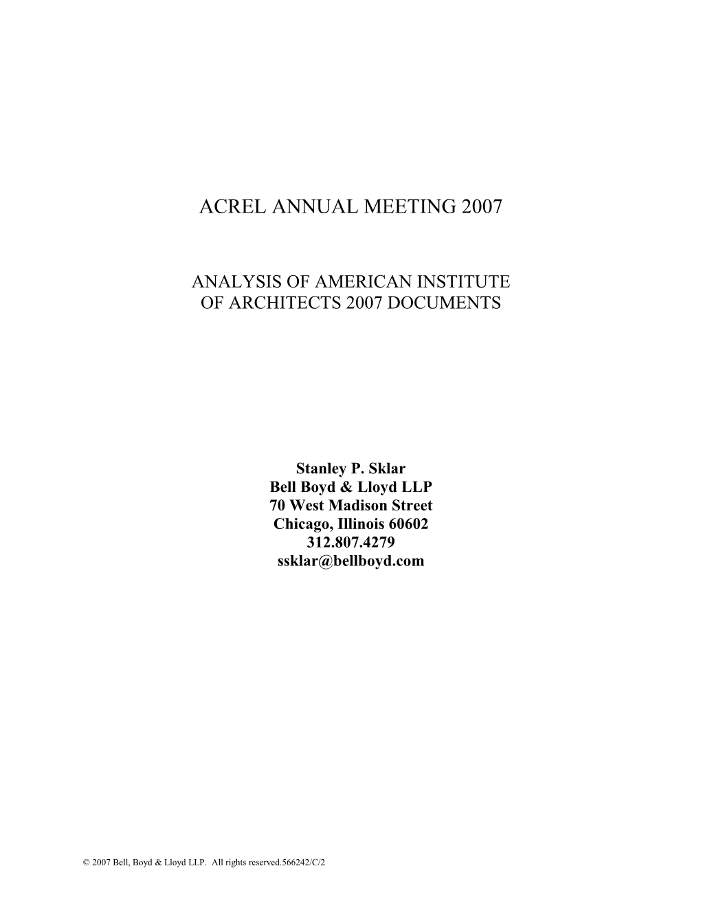 Acrel Annual Meeting 2007