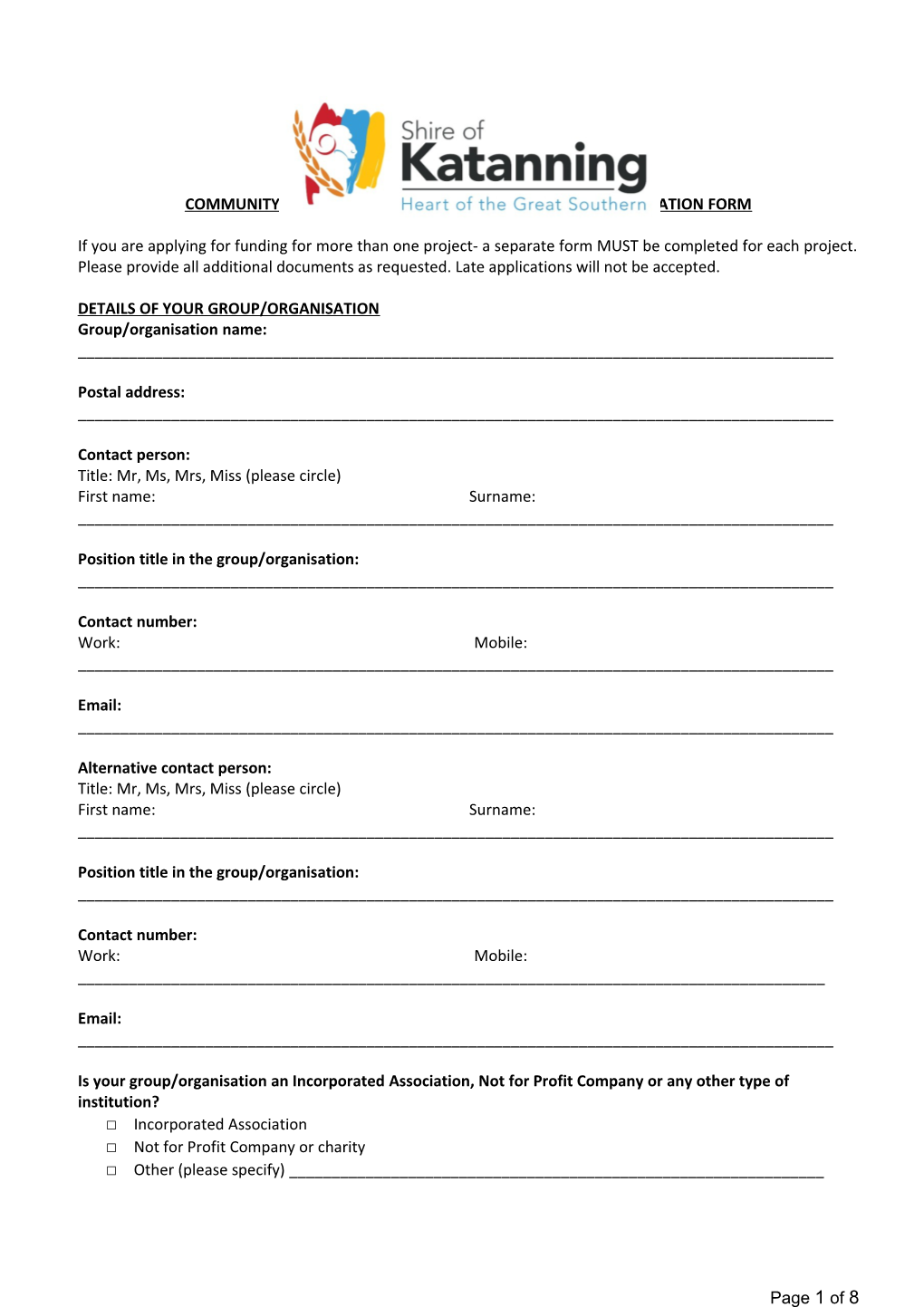 Community Financial Assistance Programme (Cfap)Application Form