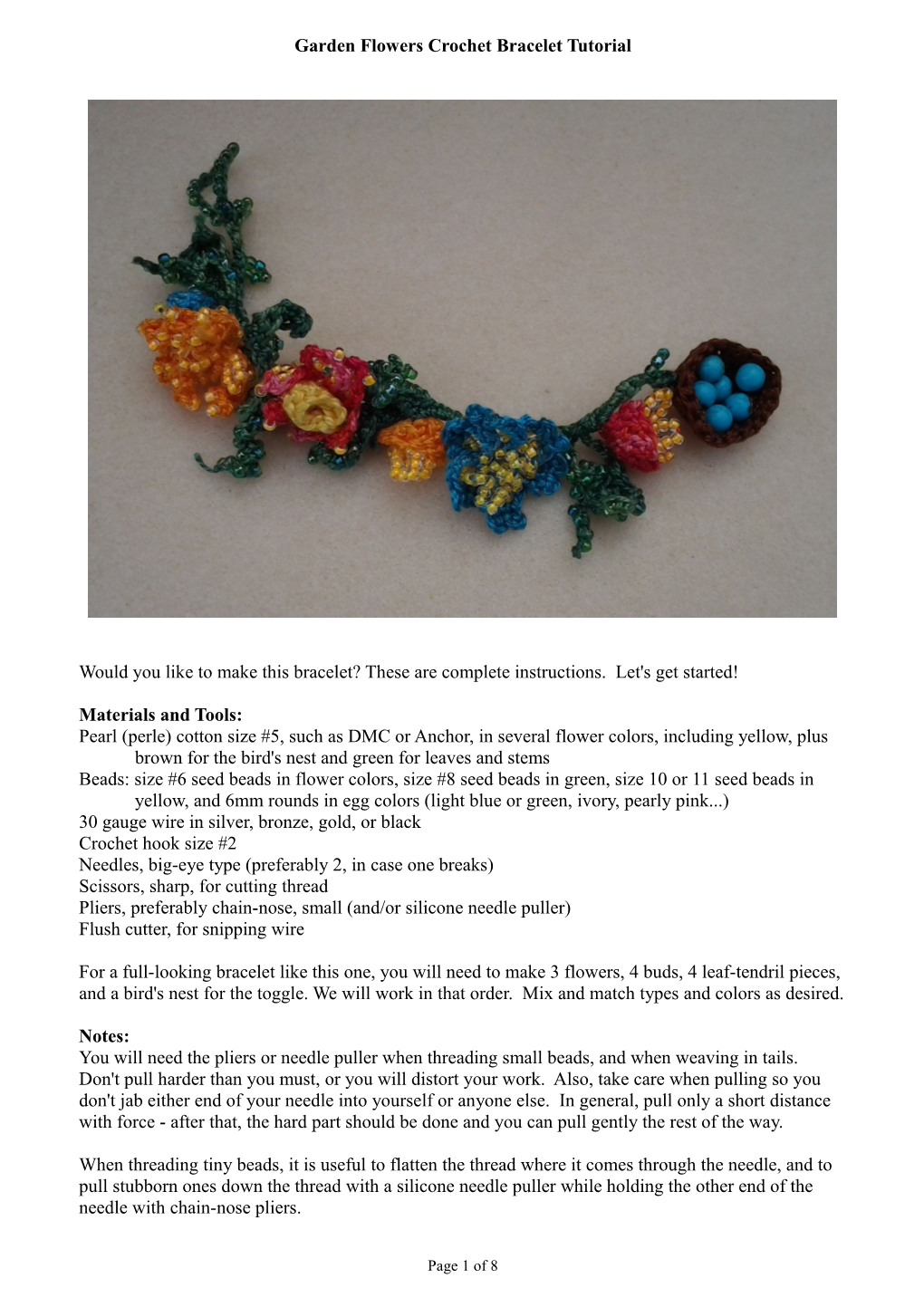 Garden Flowers Crochet Bracelet Tutorial