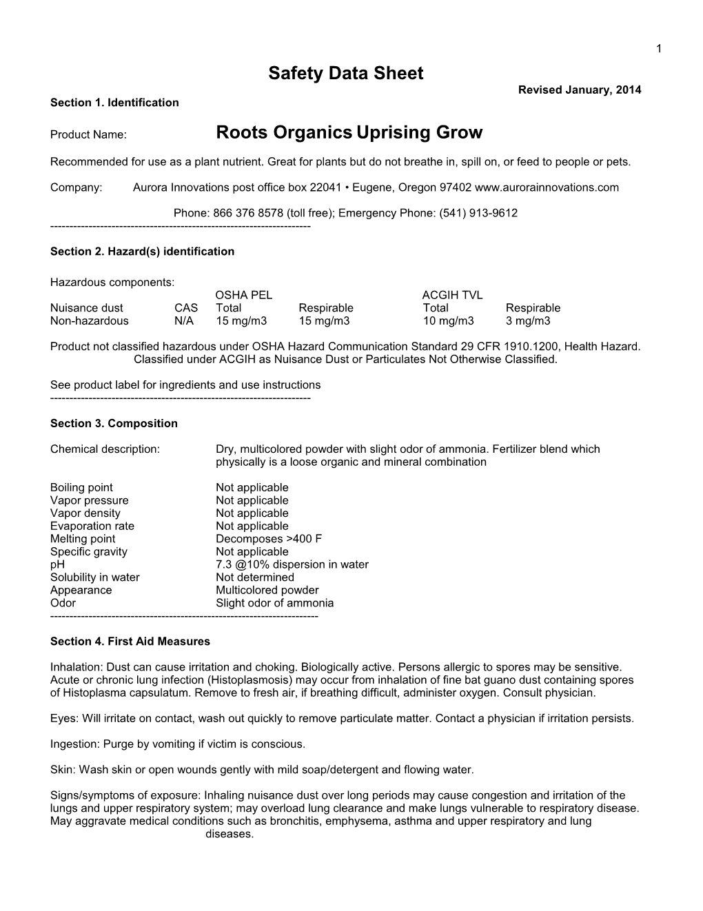 Product Name: Roots Organicsuprising Grow