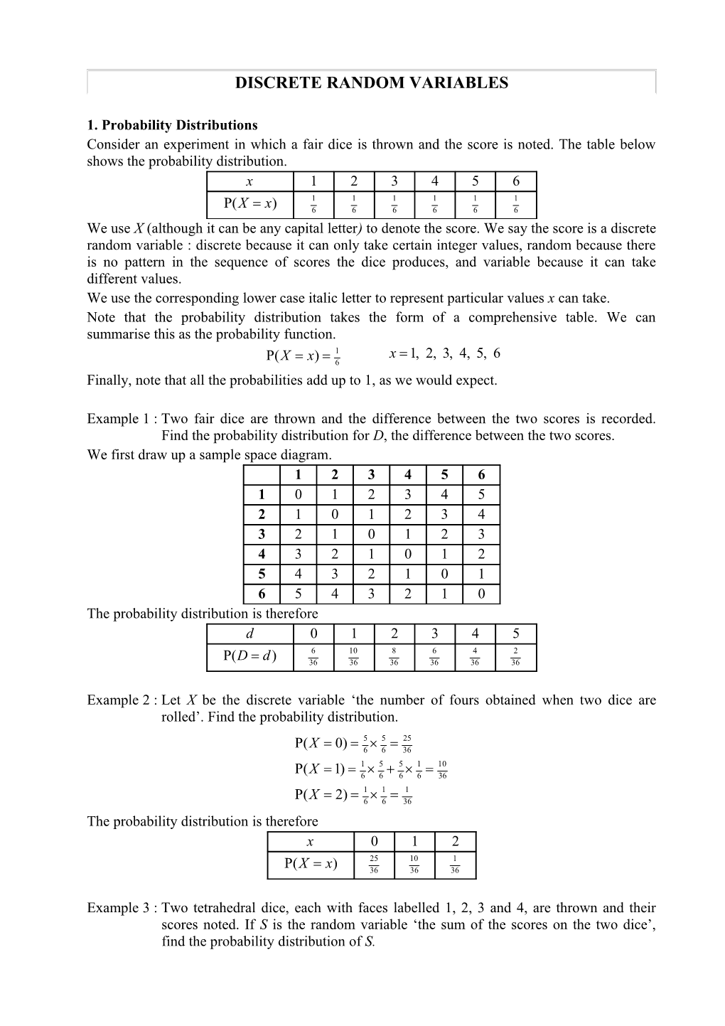 Discrete Random Variables