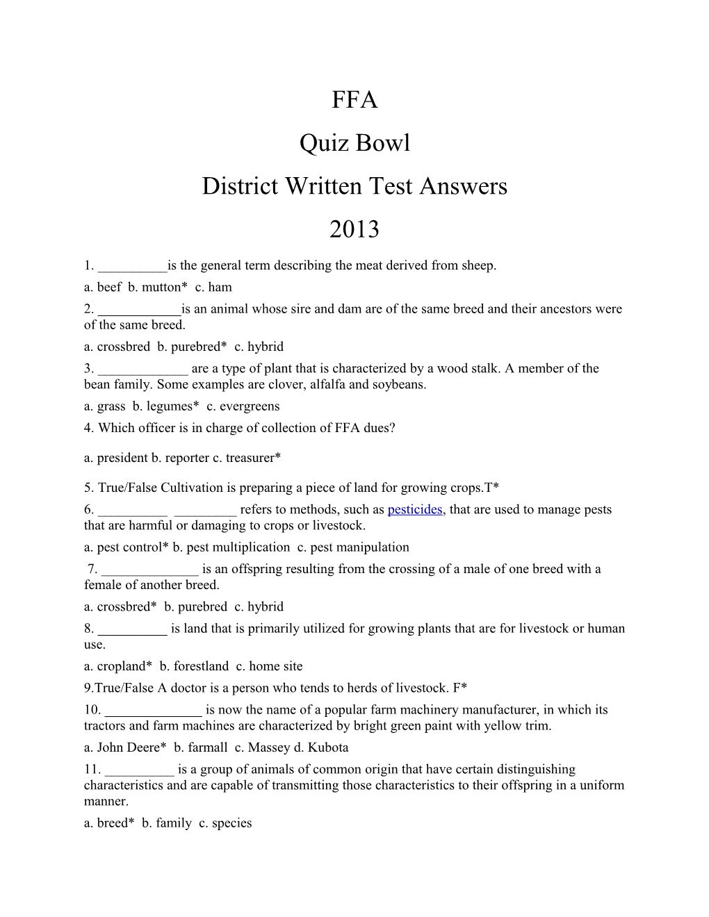 District Written Test Answers
