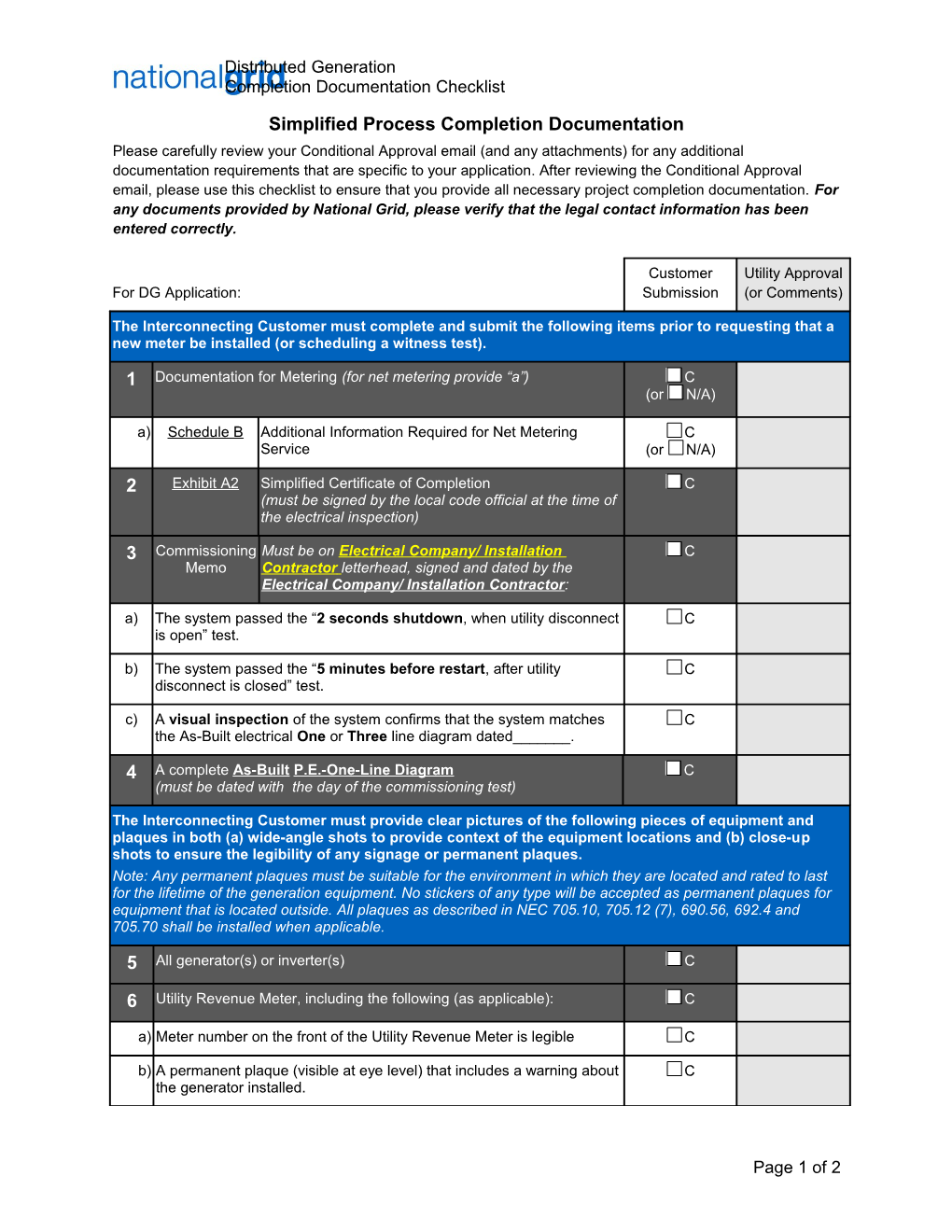 Simplified Process Completion Documentation