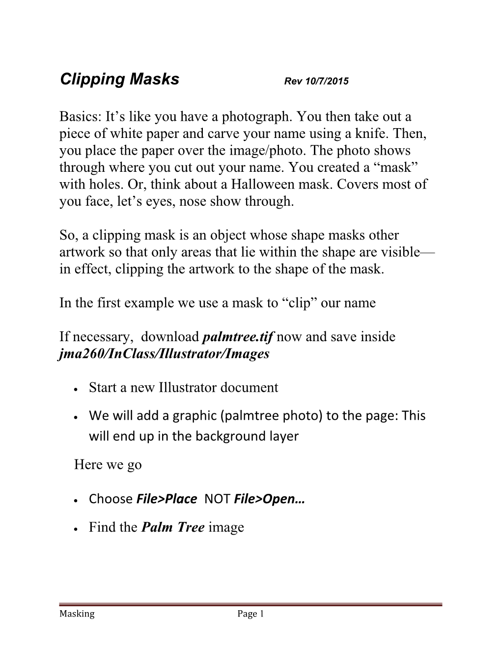 Clipping Masks Rev 10/7/2015