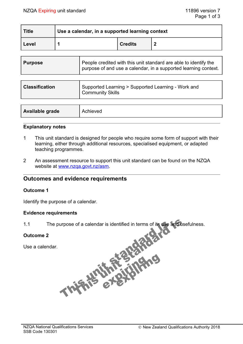 11896 Use a Calendar, in a Supported Learning Context