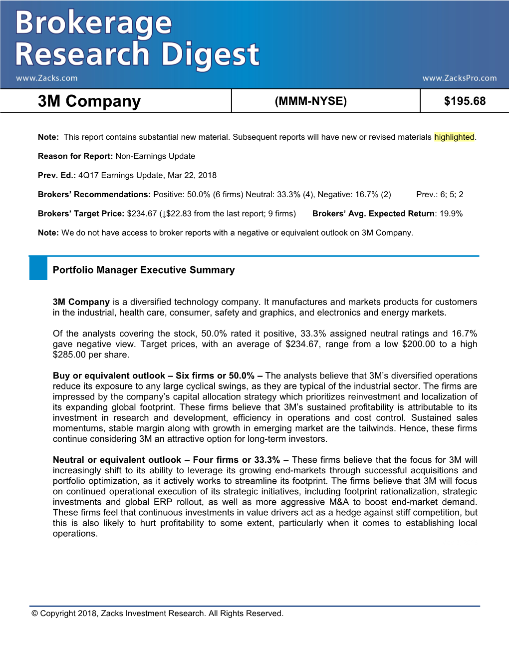 Portfolio Manager Executive Summary