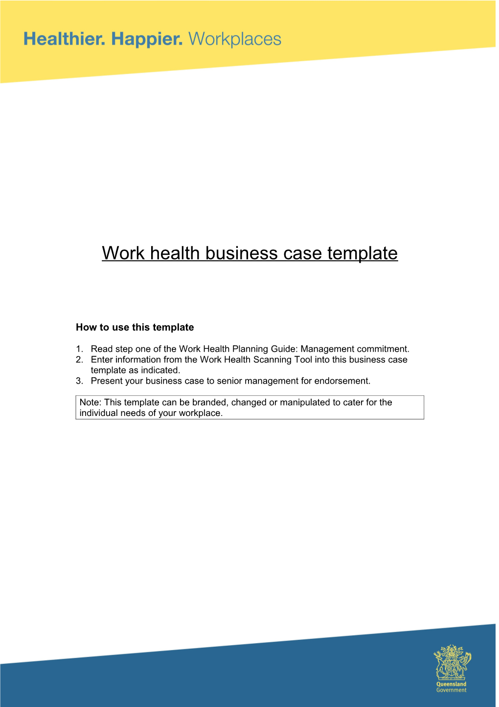 Work Health Business Case Template