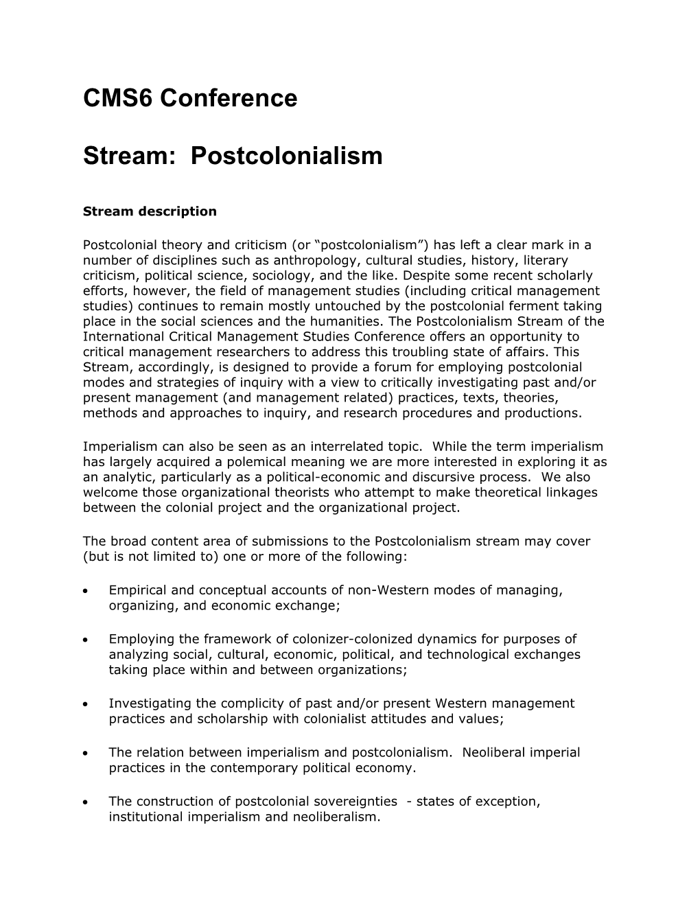 Stream: Postcolonialism