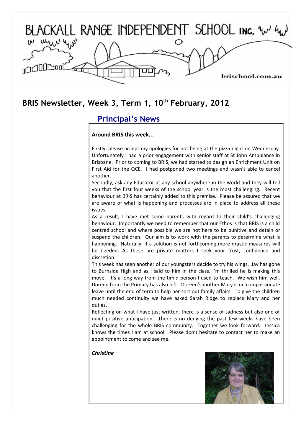 BRIS Newsletter, Week 3, Term 1, 10Th February, 2012