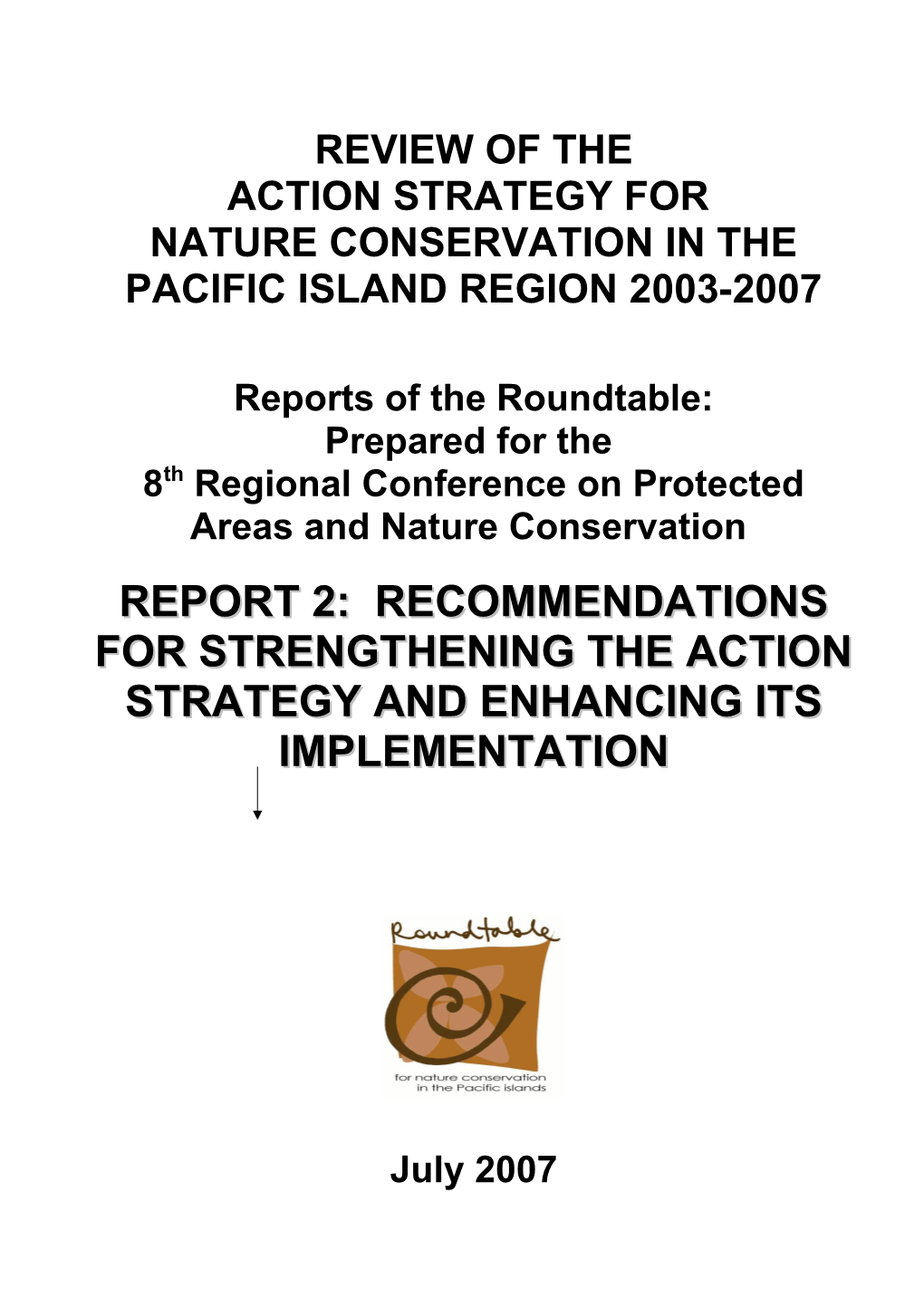 Nature Conservation in the Pacific Island Region 2003-2007