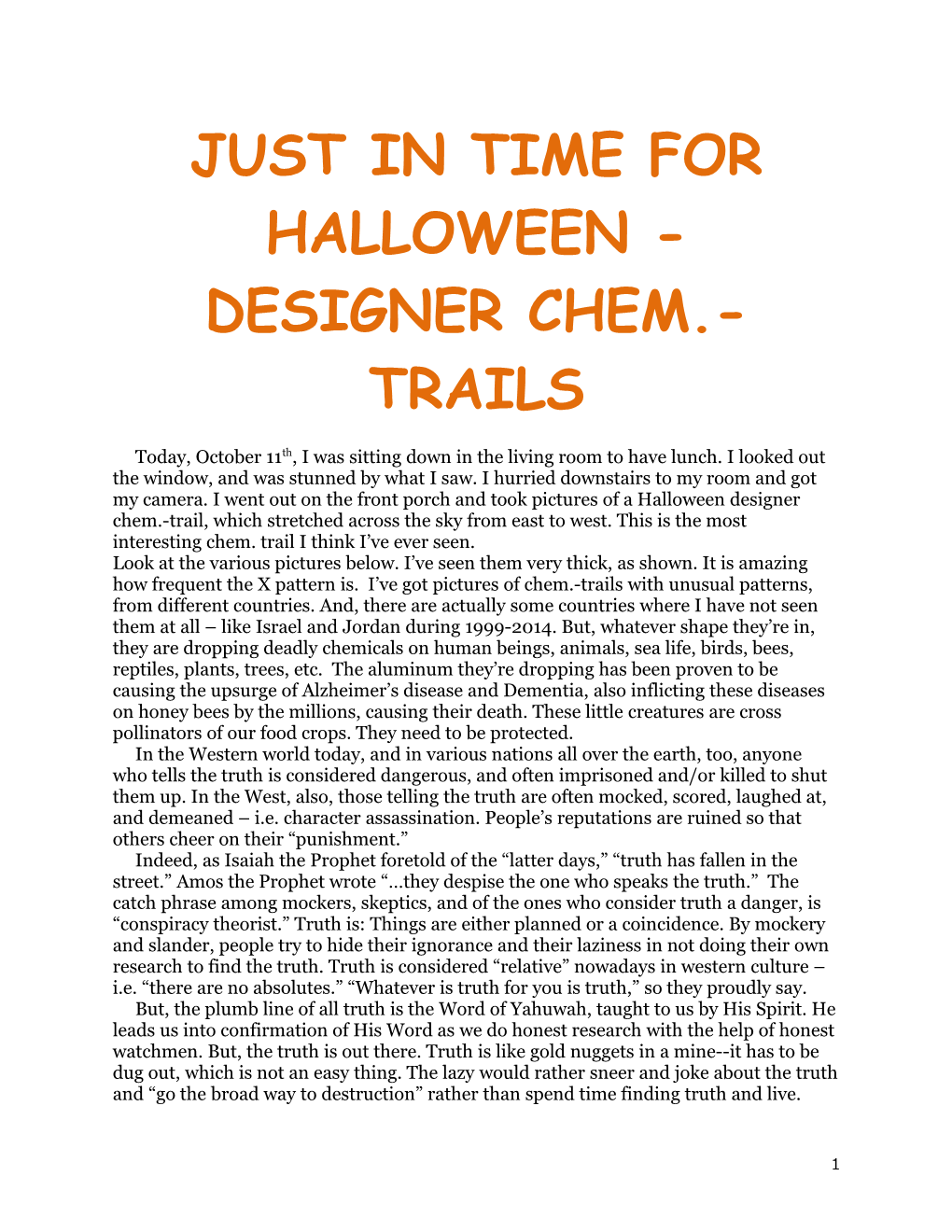 Just in Time for Halloween - Designer Chem.-Trails