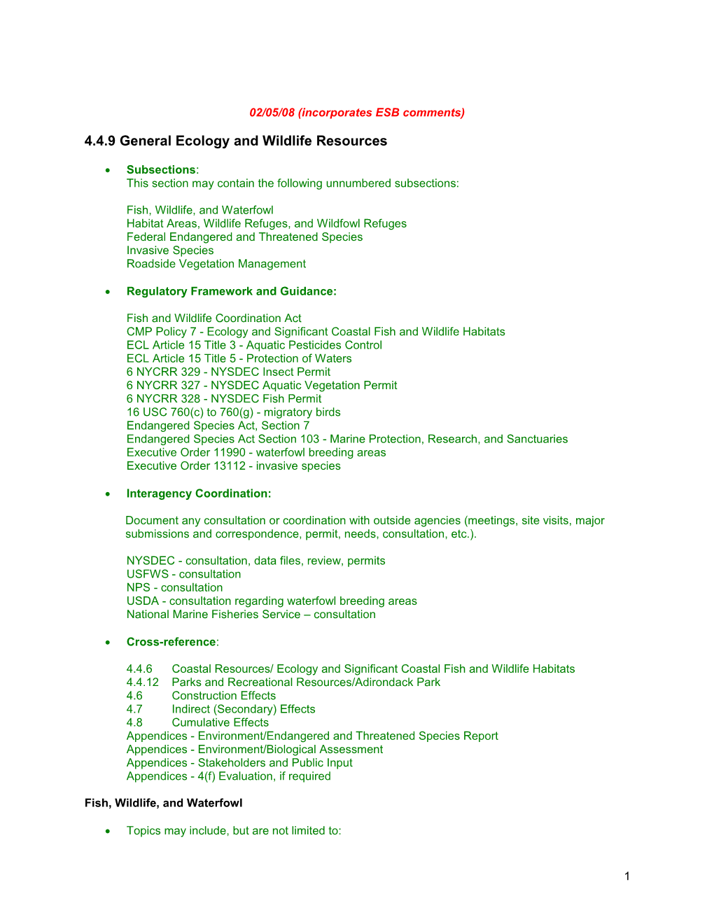 4.4.9General Ecology and Wildlife Resources