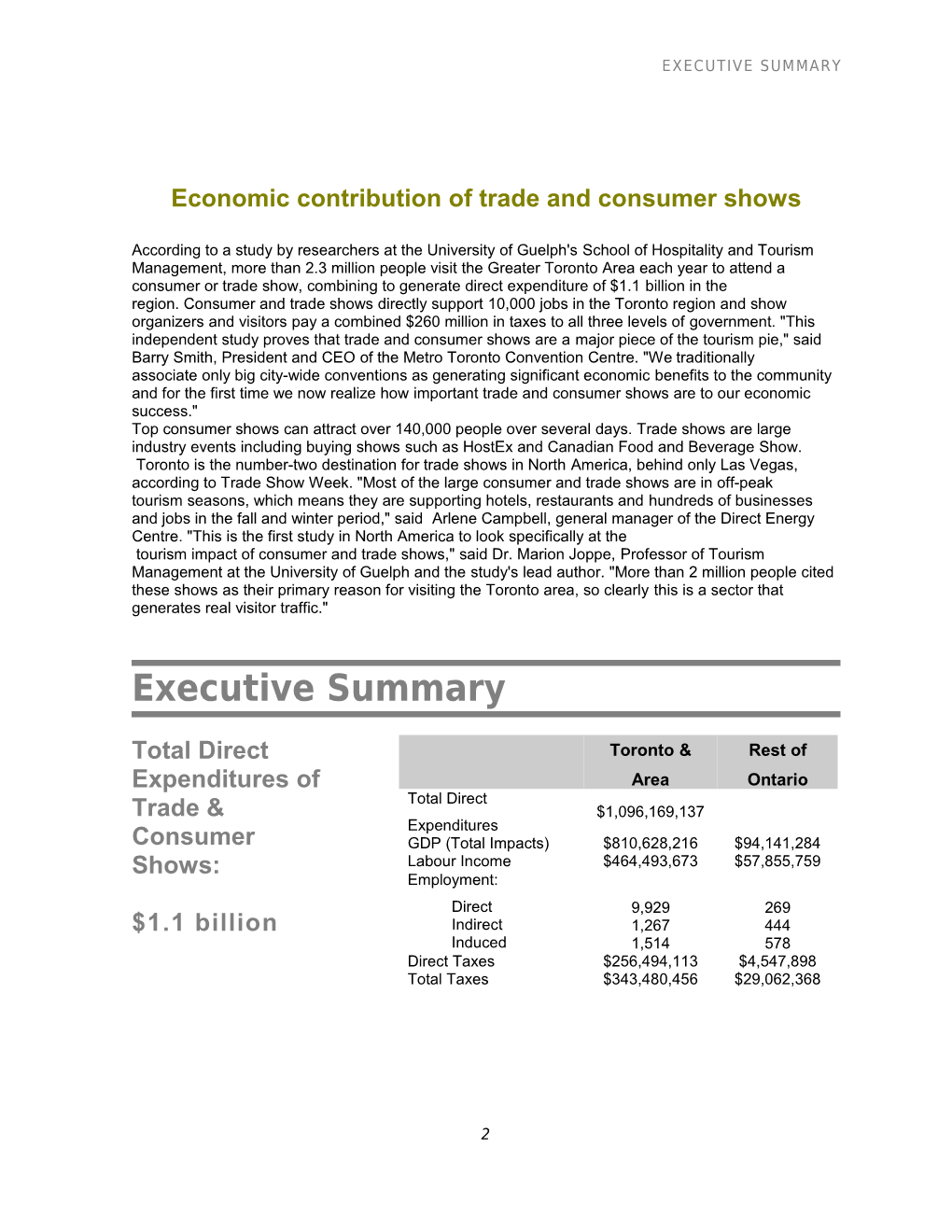 Economic Contribution of Trade and Consumer Shows