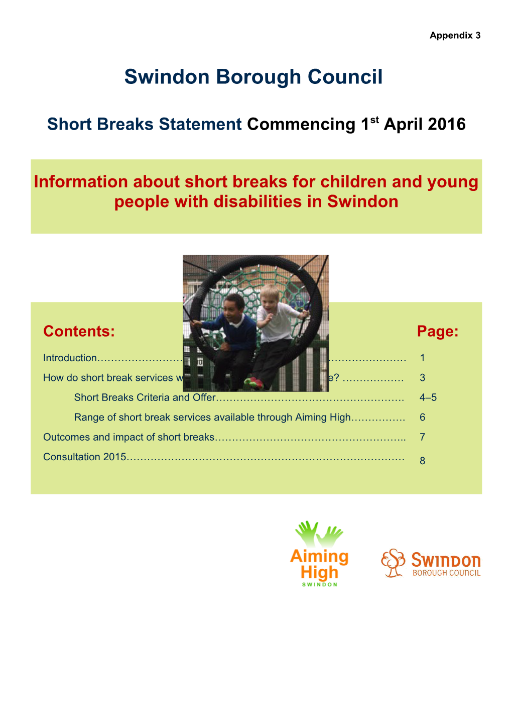 Swindon Short Breaks Statement 2011-2012