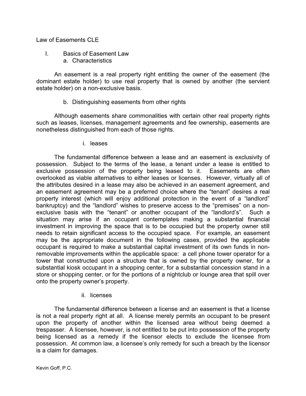 Agenda for Law of Easements CLE