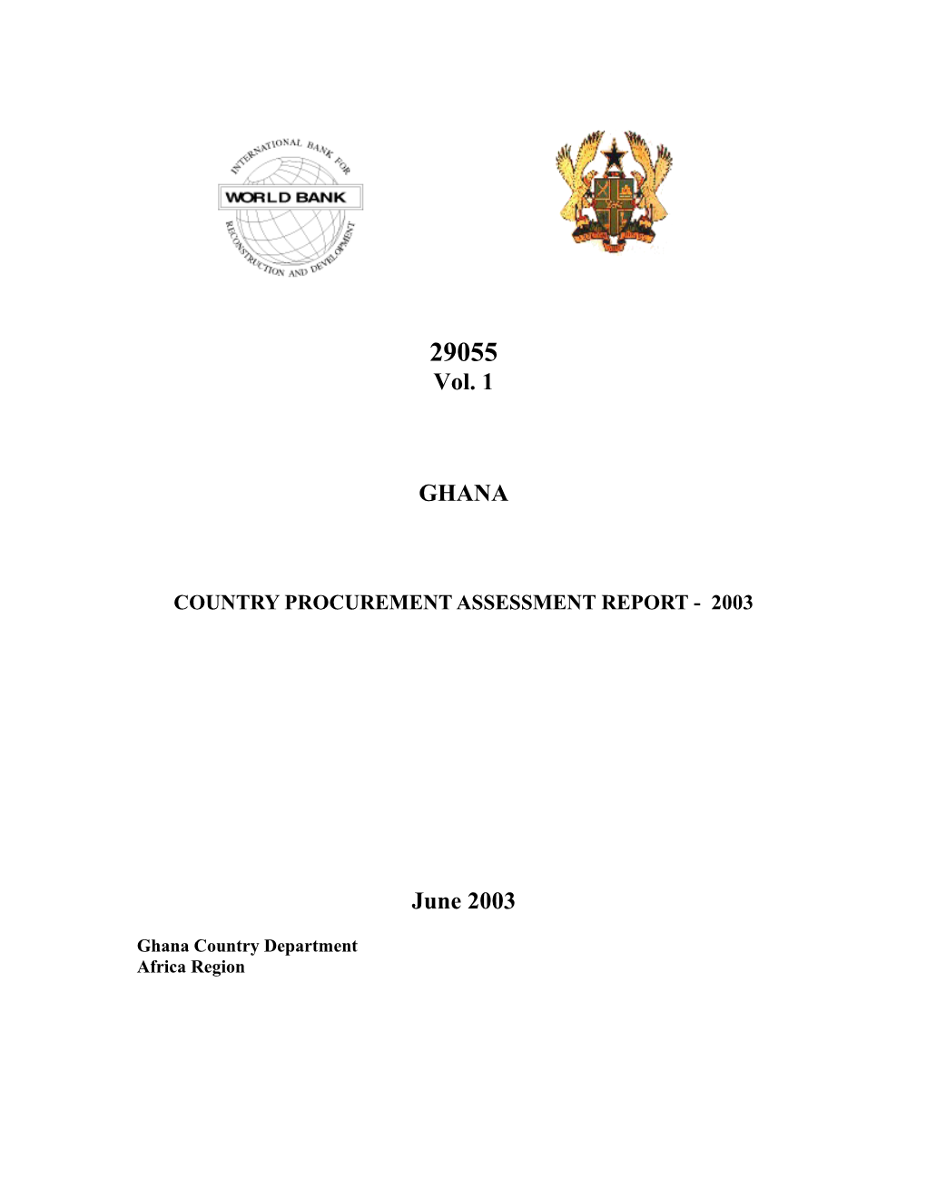 Country Procurement Assessment Report - 2003