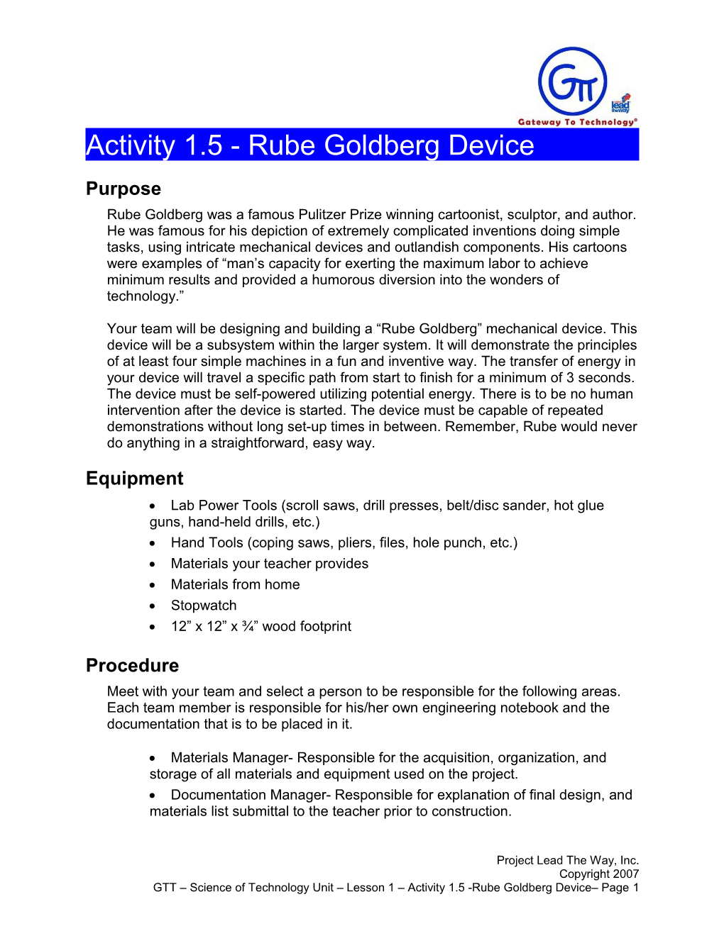 Activity1 5: Rube Goldberg Device