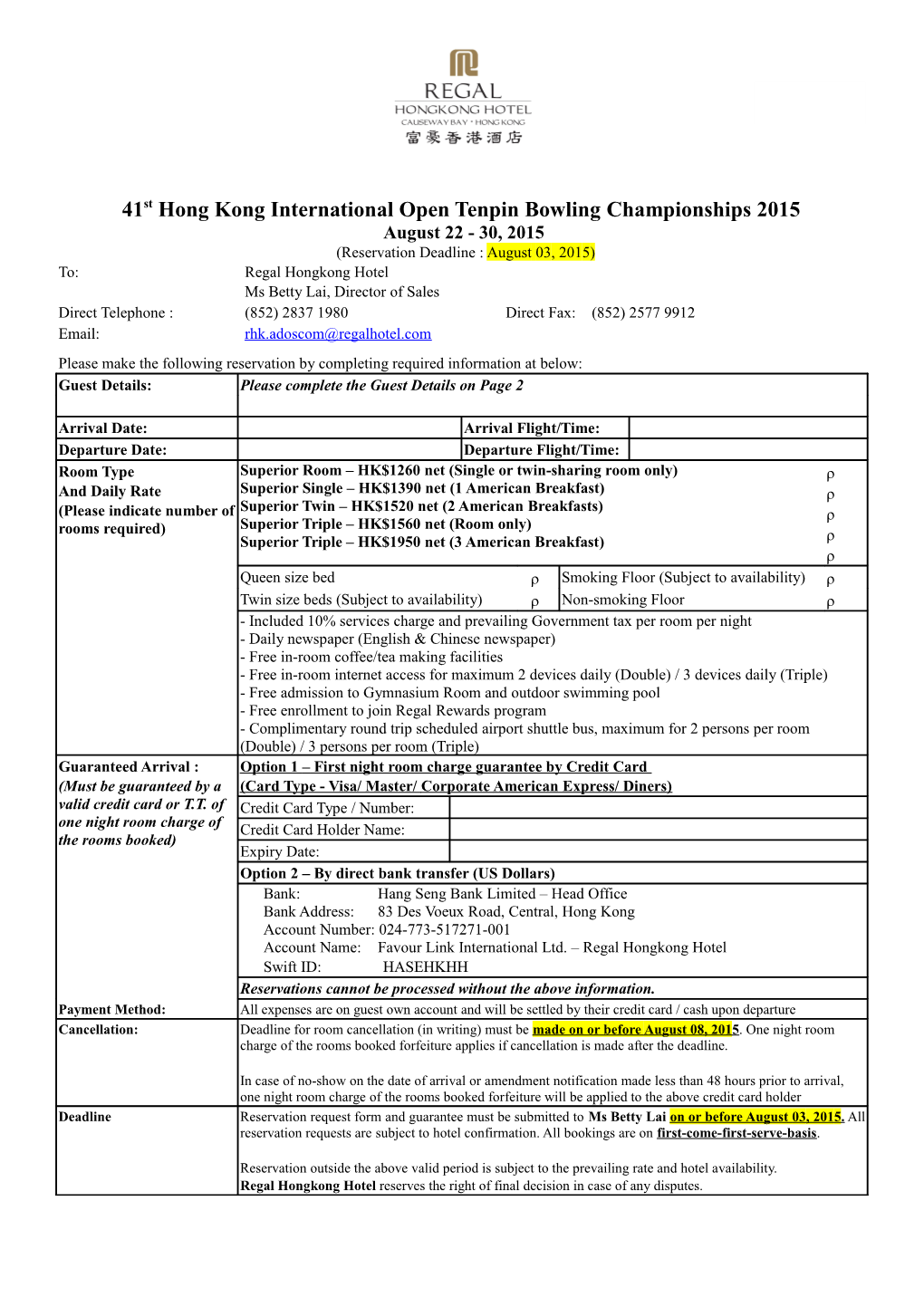 41St Hong Kong International Open Tenpin Bowling Championships 2015