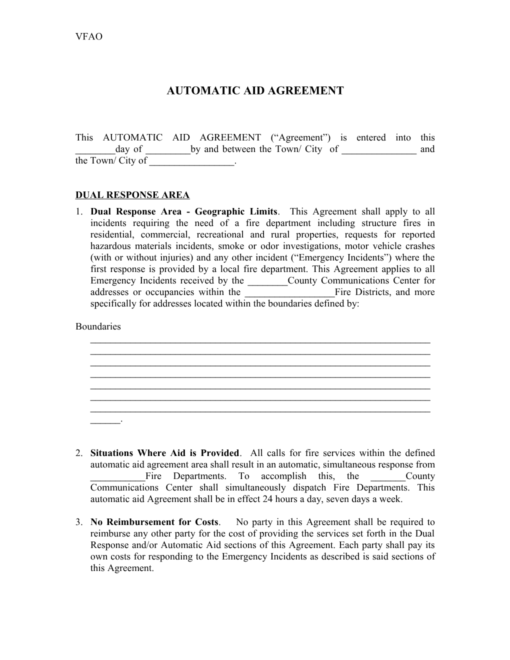 Automatic Aid Agreement