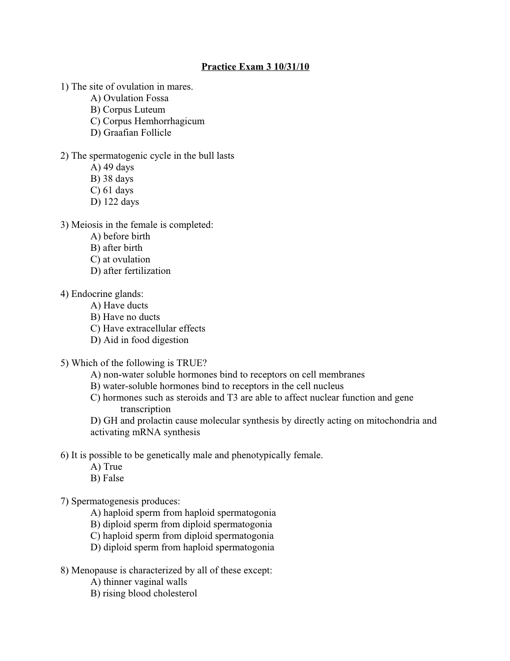 Practice Exam 3 10/31/10