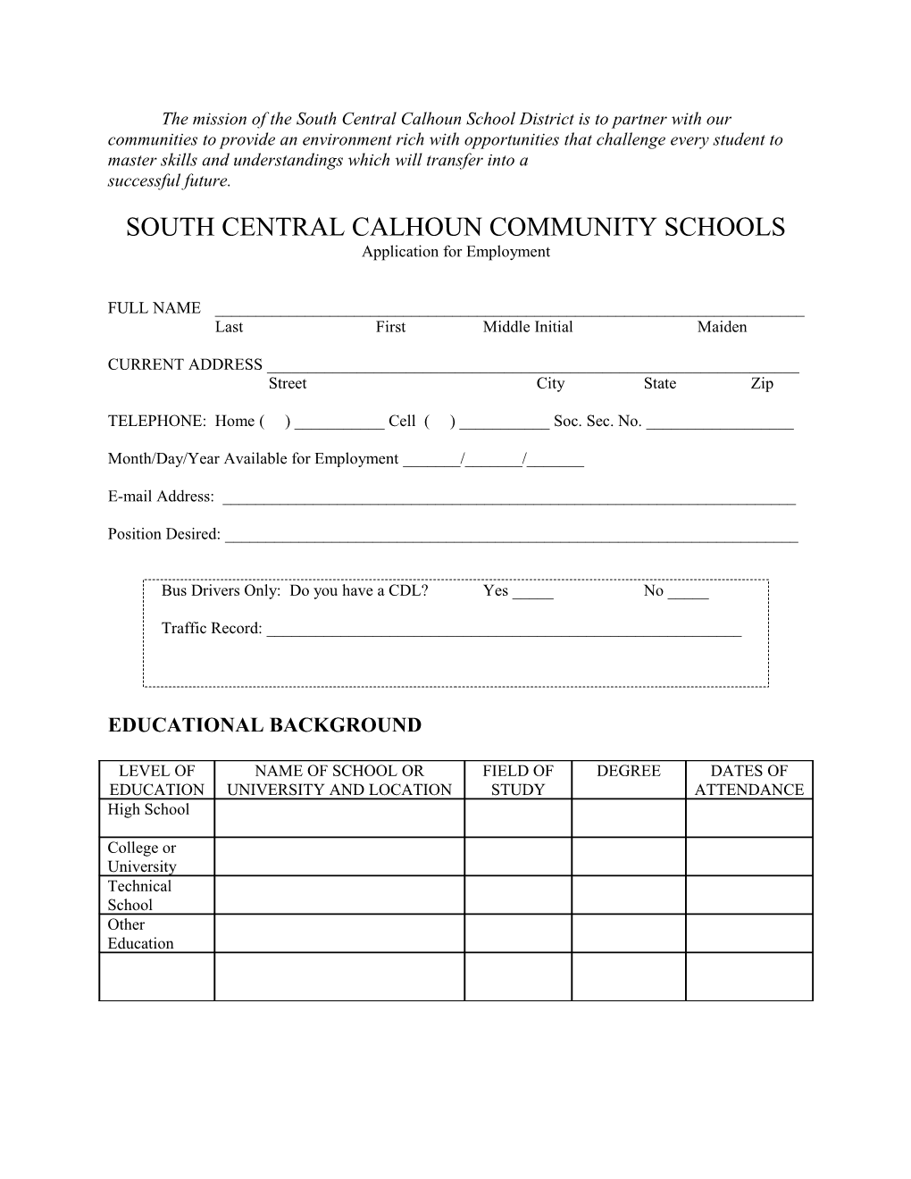 South Central Calhoun Community Schools