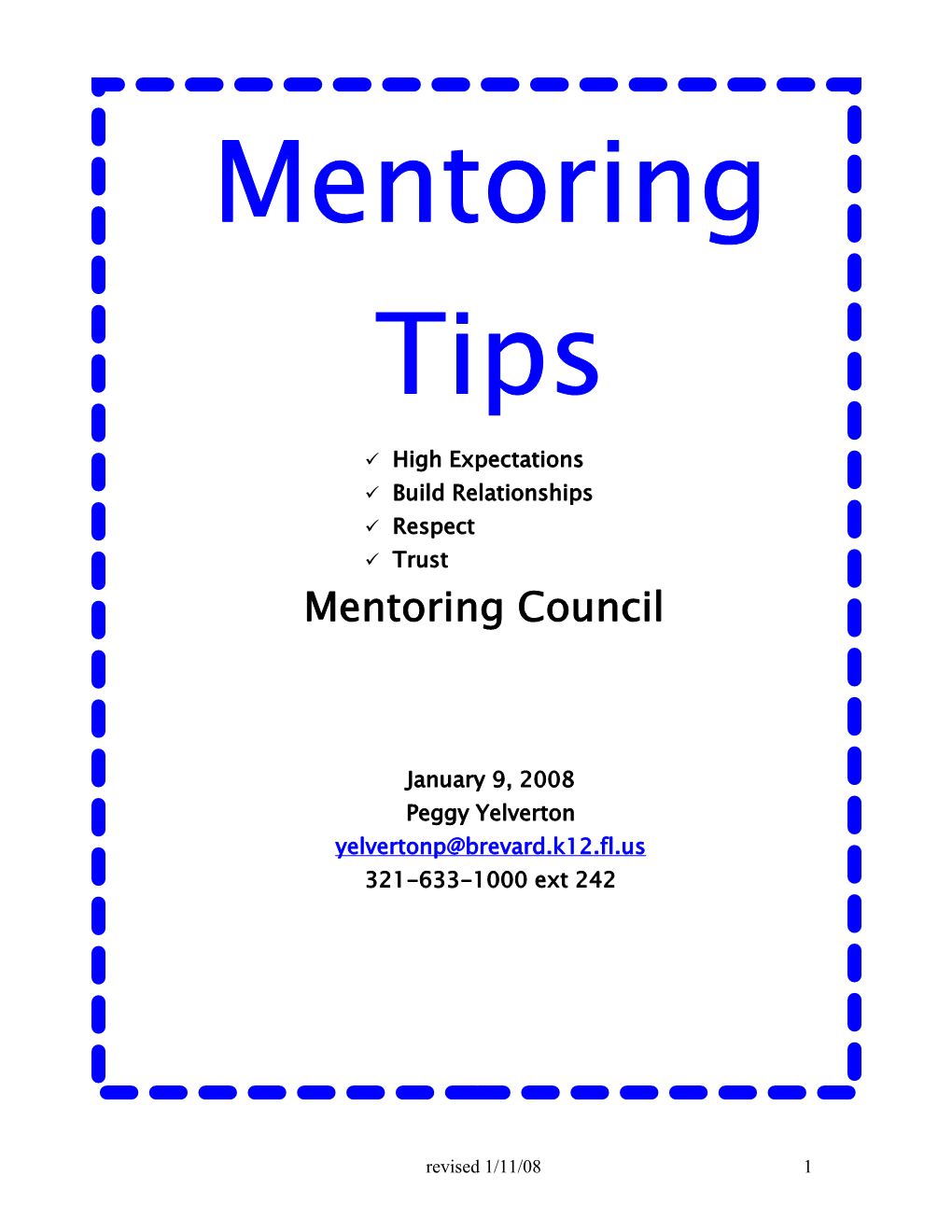 Mentoring Tips