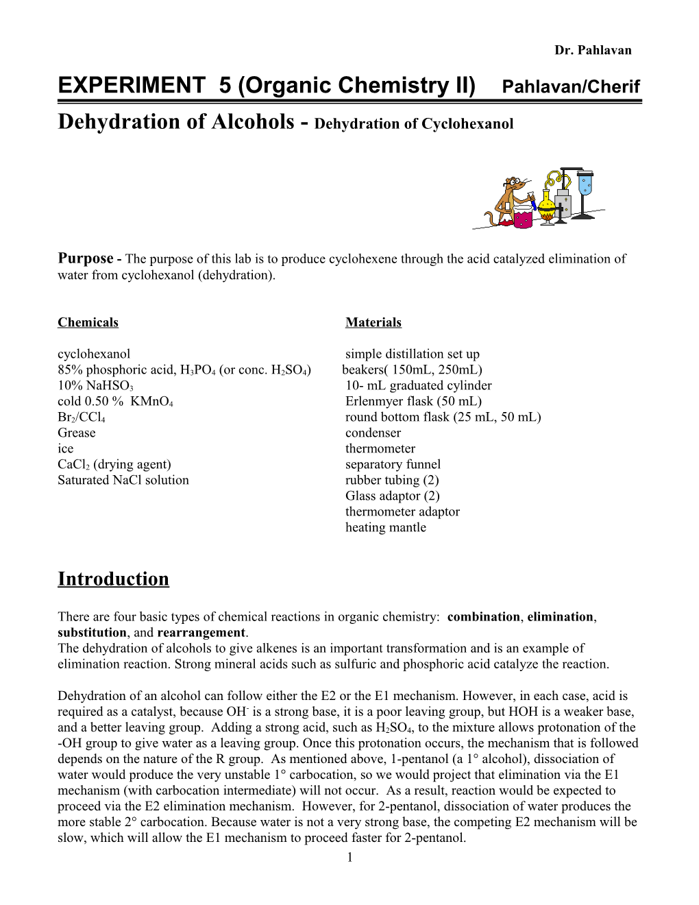 EXPERIMENT 5 (Organic Chemistry II) Pahlavan/Cherif